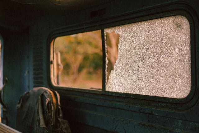 shattered car window