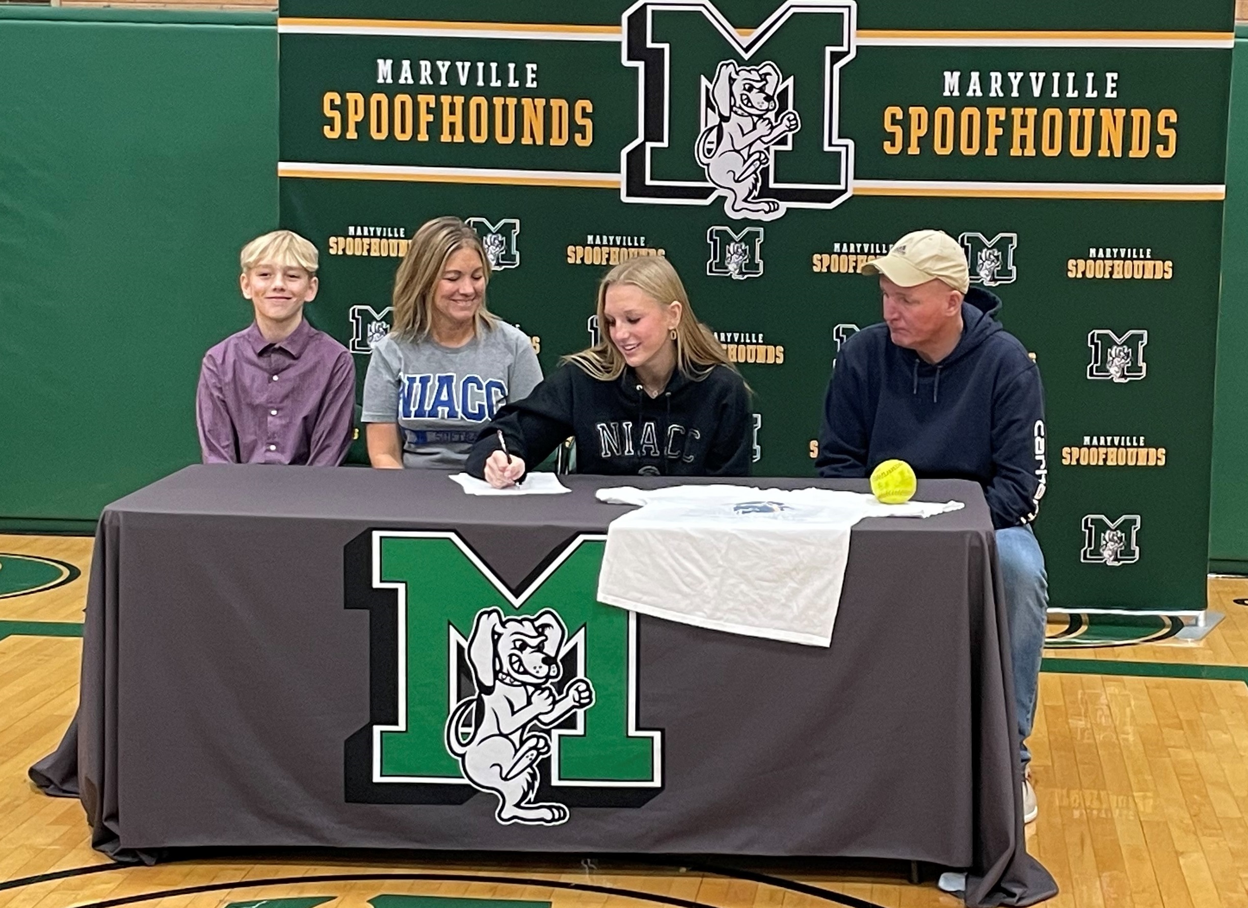 Maryville senior Alyssa Cunningham signed her letter of intent to play softball at North Iowa Area Community College next season.