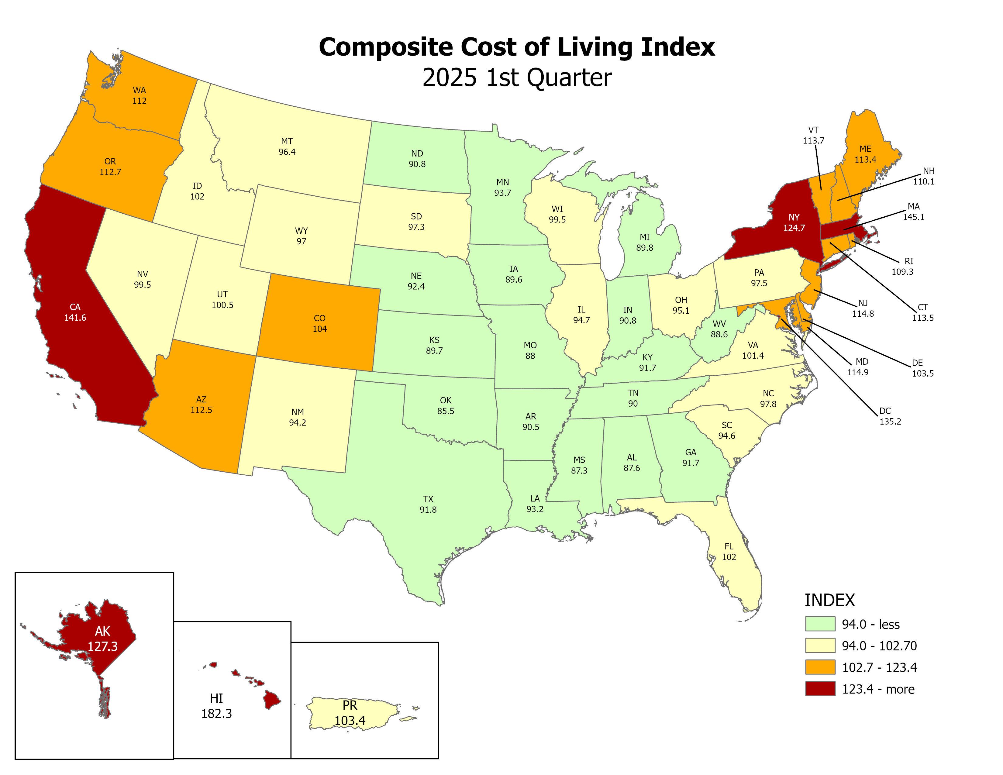 Cities across the nation participate in the Council for Community & Economic Research (C2ER) survey on a volunteer basis. Price information in the survey is governed by C2ER collection guidelines which strive for uniformity.